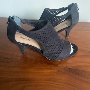 Black open toe heels